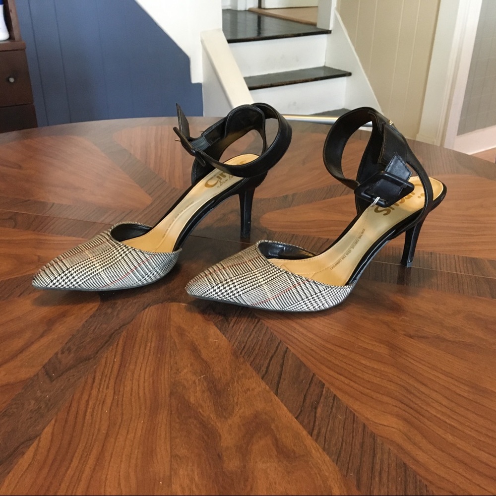 Sam Edelman Circus Tabitha Pump Ankle Strap Plaid Heel Shoe Womens 8